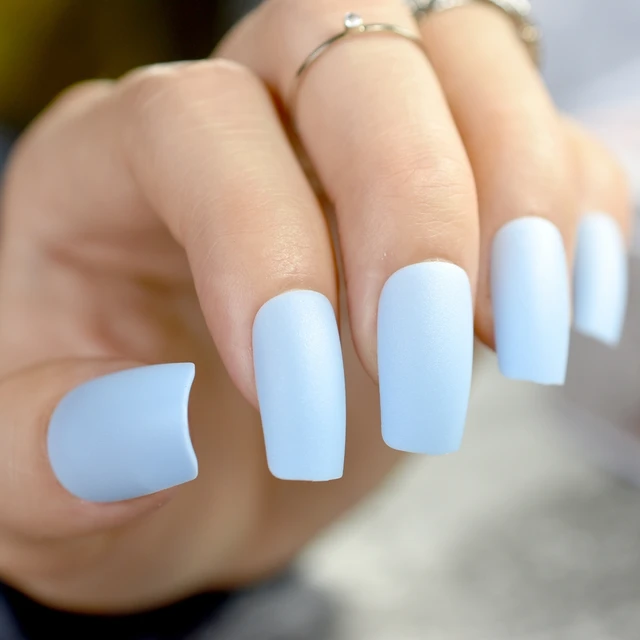 Sky Blue Fake Nails Matte Full Nails Long Nail Art Decoration Tips Sky blue Fake Nails Matte Full Nails Long Nail Art Decoration Tips 24 Nails with Glue Sticker in 10 sizes - Sky Blue Fake Nails Matte Full Nails Long Nail Art Decoration Tips