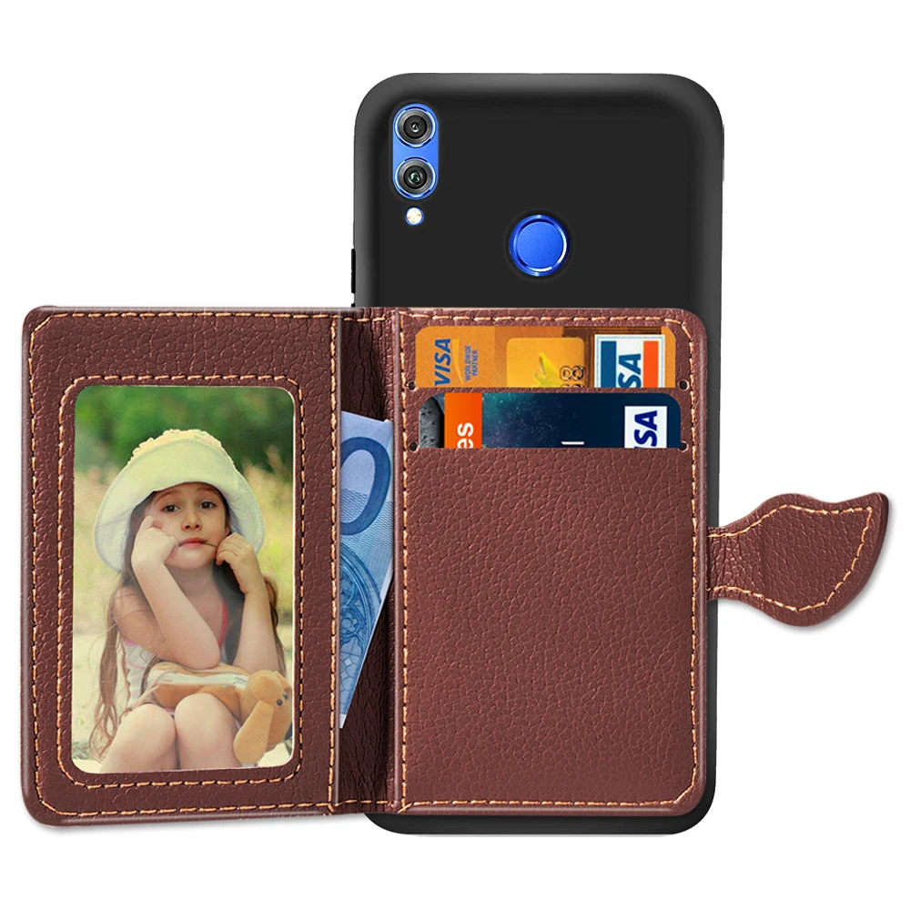 Flip Credit Pocket For HUAWEI Honor 8X case leaf ID Card Holder Slim stand Case for Huawei Y9 2018 Fundas capa | Мобильные телефоны