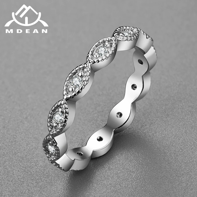 MDEAN белое золото цвет один кольца для женщин обручение Свадебные ясно AAA циркон