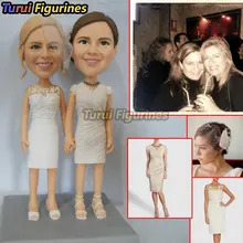 Твин сестра скульптура лесбийская фигурка свадебный торт Топпер мини статуя на заказ качающаяся голова ручной работы индивидуальный