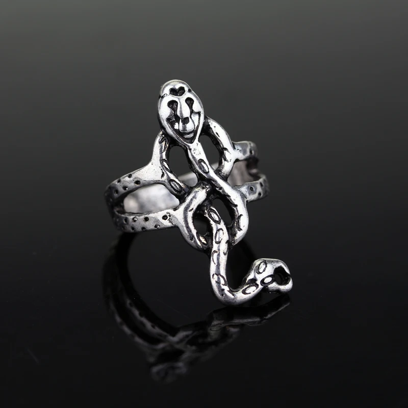 

MQCHUN Vintage Silver Color Horcrux Voldemort Death Eater Snake Ring Nagini Slytherin