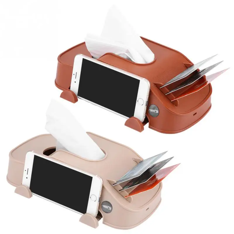 Multifunction Car Tissue Box Phone Holder Card Paper Towels Storage