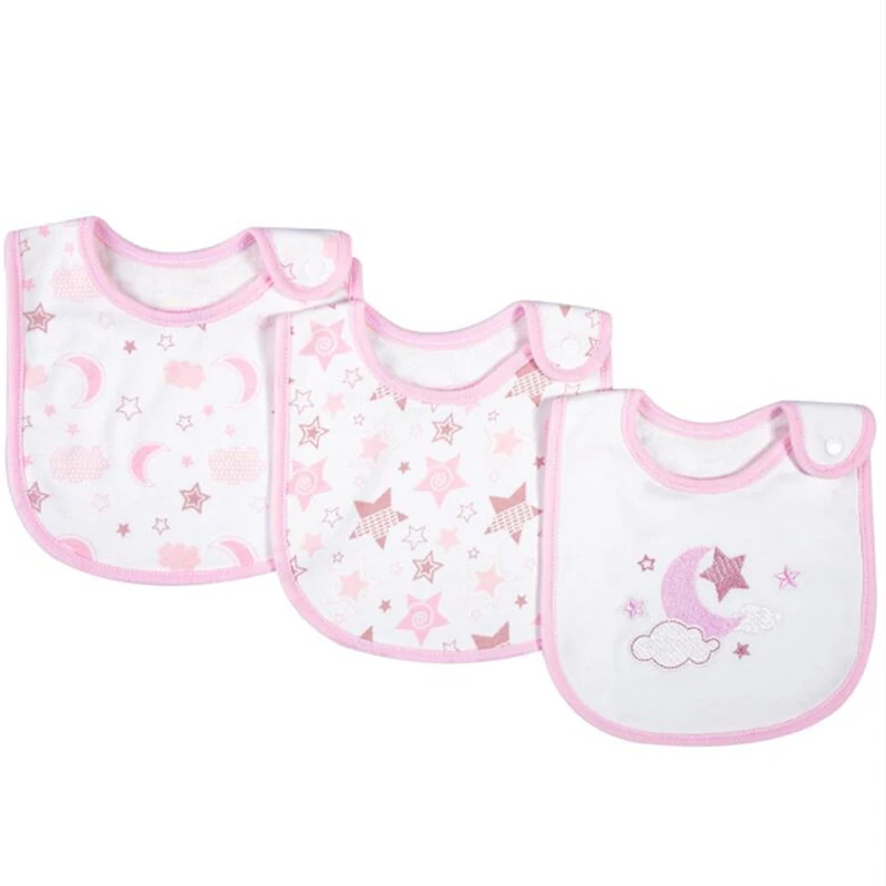 3pcs / Set Cute Cartoon Baby Bib Burp Printing Cotton Blends Baby Scarf Meal Collar Burp Snap