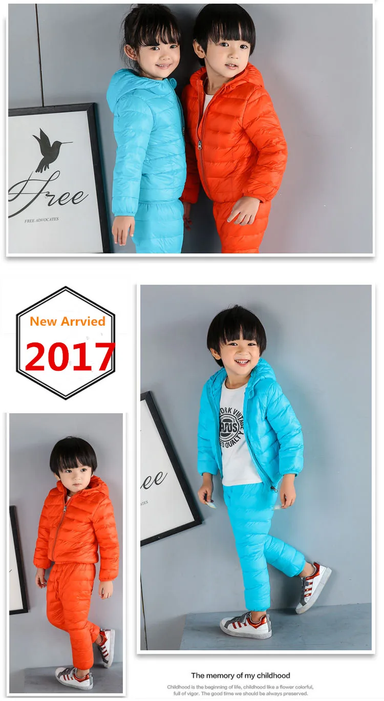FEE HUG/комплекты зимней одежды для детей легкое хлопковое пальто с капюшоном для мальчиков и девочек+ штаны комплекты одежды из 2 предметов Детские Пуховые парки, одежда 2-6T