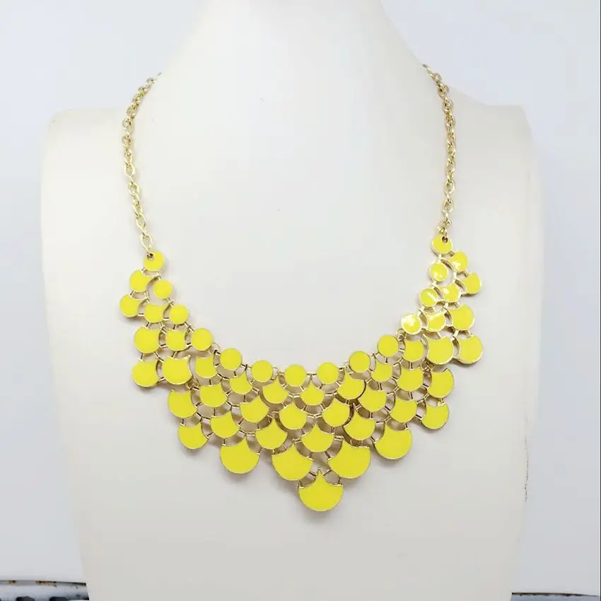 Массивные украшения, модное ожерелье, полированное ожерелье, нагрудник ювелирные изделия, ожерелье ручной работы, Кластерные украшения - Окраска металла: yellow