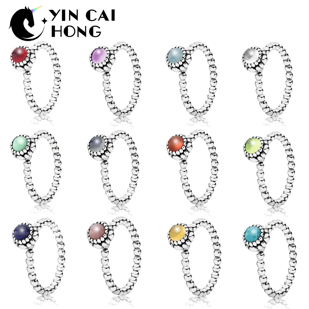 

YCH 100% 925 Sterling Silver New 1:1 December Birthstone Ring Turquoise Pink Peridot Grey Gernet Citrine Multi-Color Choice