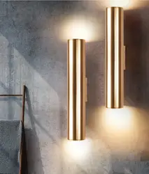 Современные светодиодный алюминиевый настенный светильник бра из металла дизайн освещения лампы champagne gold Свет труба трубы минимализм