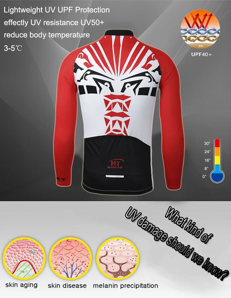 KIDITOKT анти-УФ MTB велосипедные майки Удобная горная одежда для езды на велосипеде Осенняя дышащая велосипедная одежда для мужчин