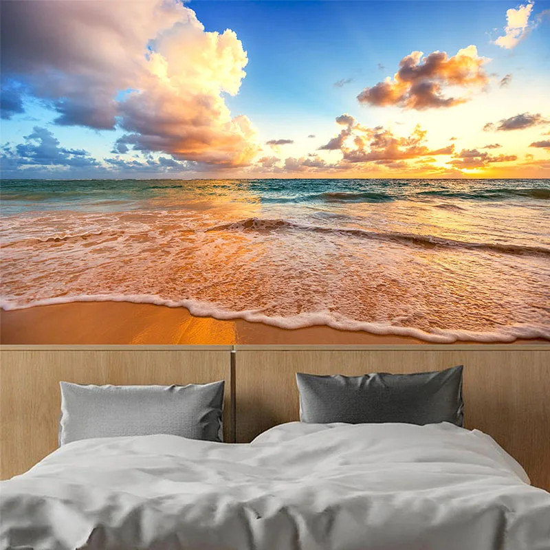 Hd 美しいスカイビーチ海波自然風景壁画壁紙リビングルームのテレビソファ背景壁の家の装飾壁画 壁紙 Aliexpress