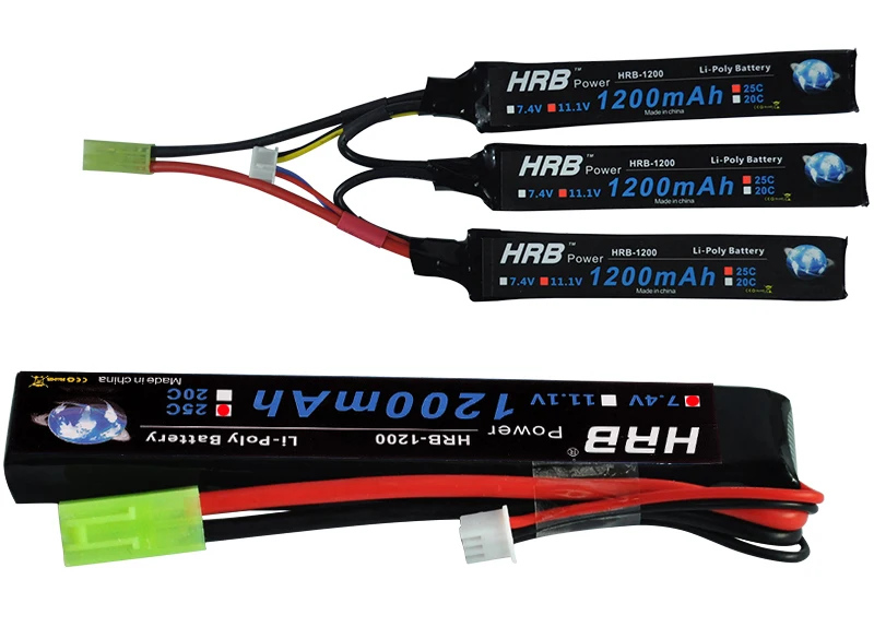 HRB 1200mAh 7,4 V 11,1 V 25C Lipo аккумулятор 3S 2S Tamiya женский Акку для водяного страйкбола пистолет игрушки RC части BB Воздушный пистолет перезаряжаемый