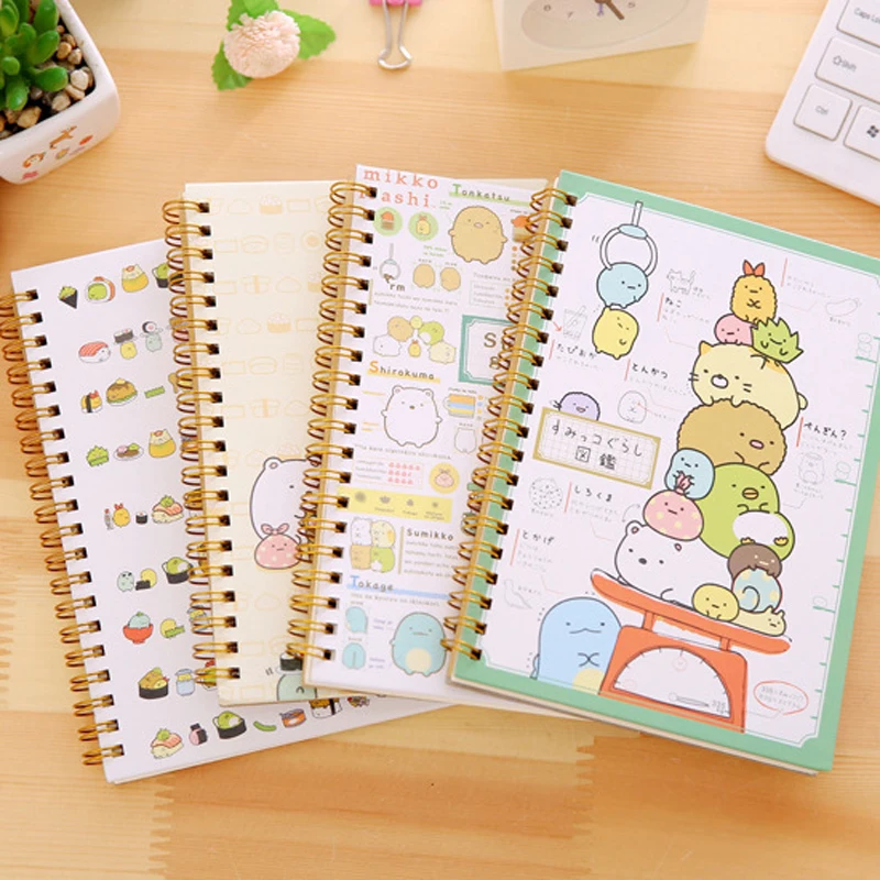 

K&KBOOK Kawaii Rilakkuma Paper Spiral Notebook Cartoon Line Hardcover Notebook Diary Japanese Coil Planner Organizer Agenda