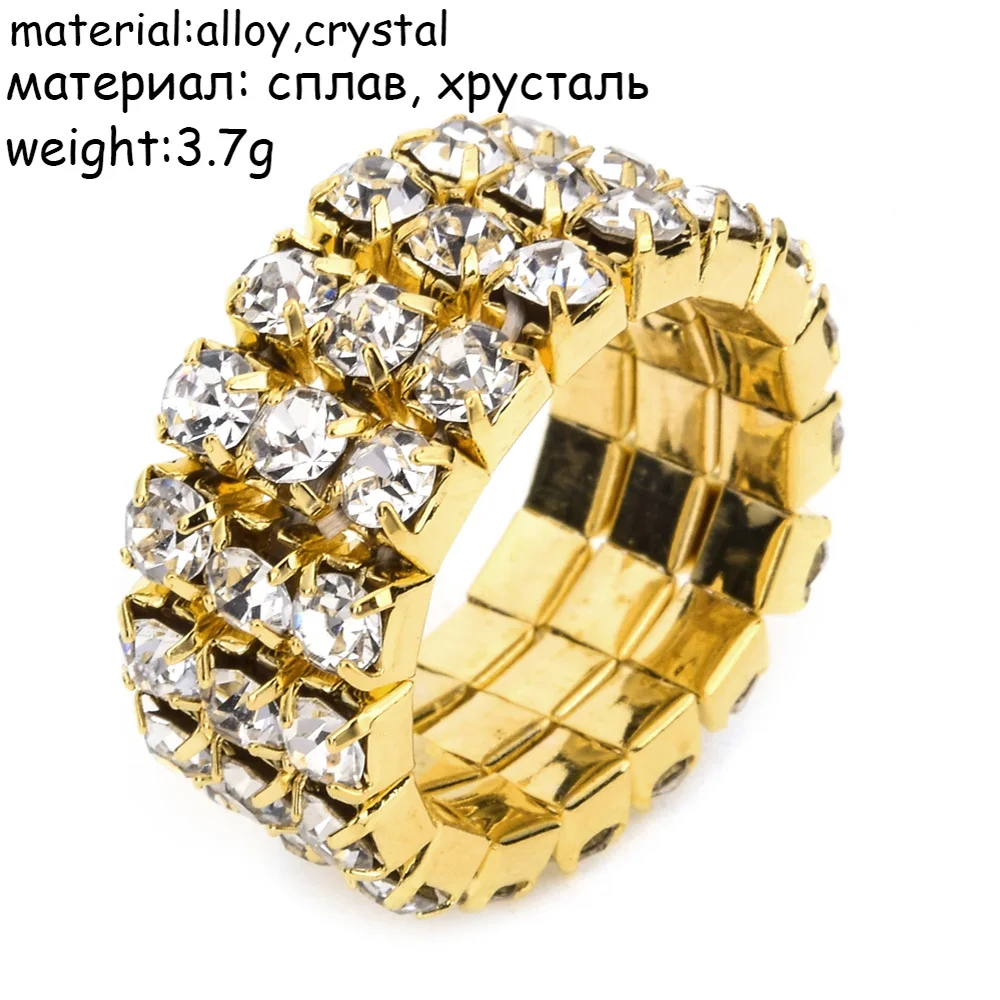 LUBINGSHINE золото/серебро цвет ювелирные изделия обручальные кольца с кристаллами для женщин Стразы стрейч палец кольцо Прямая поставка
