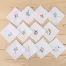 3 шт./компл. Для женщин Базовая белая квадратных платков цветочной вышивкой Карманный платок бабочками и кружевом для малышей, хлопчатобумажных нагрудников для малышей Портативный Полотенца Na