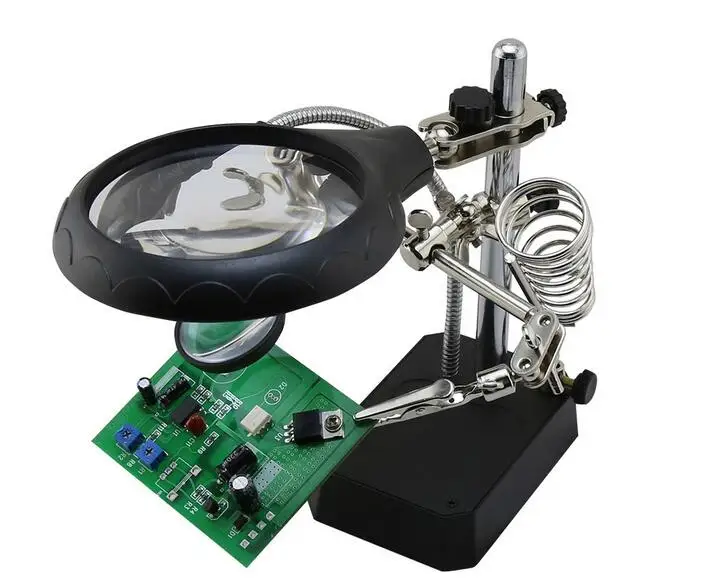 

BST-16129C 5 LED Auxiliary Clip Magnifier 3 In 1 Welding Magnifying Glass with helping Hand Soldering Solder Iron Stand Holde