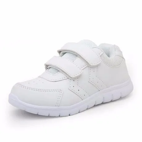 Повседневная детская обувь Детская обувь для мальчиков и девочек PU Открытый Спорт Обувь Дышащие Детские Обувь белого цвета Hook& Loop