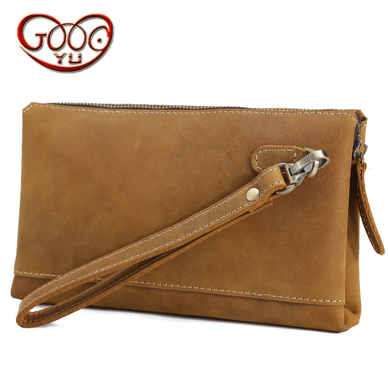 

Men's business leather large-capacity multi-function handbags European version of the crazy horse clutch bag clutch bag