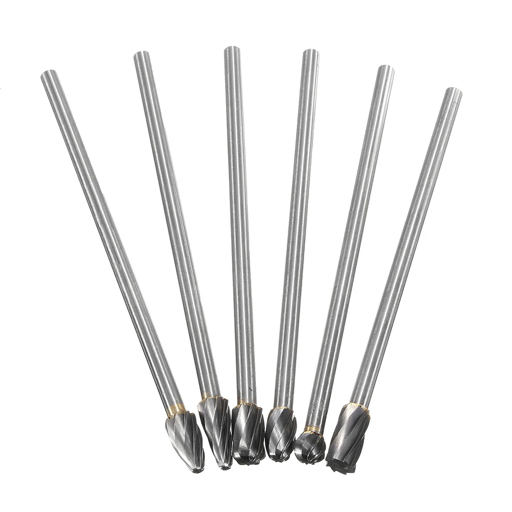 

6Pcs/Set 10mm Rotary Aluminum Burr Cut Shank 150mm Long Reach Carbide Burs TN88