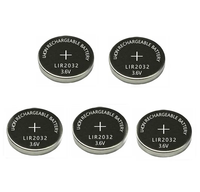 

5PCS 3.6V LIR2032 lir 2032 lithium ion rechargeable battery 40mah Li-ion button coin cell replace for CR2032 CR 2032