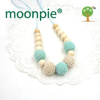 Drop shipping Mint teal cream crochet beads Teething necklace Breastfeeding mom necklace. baby teether shower gift EN14