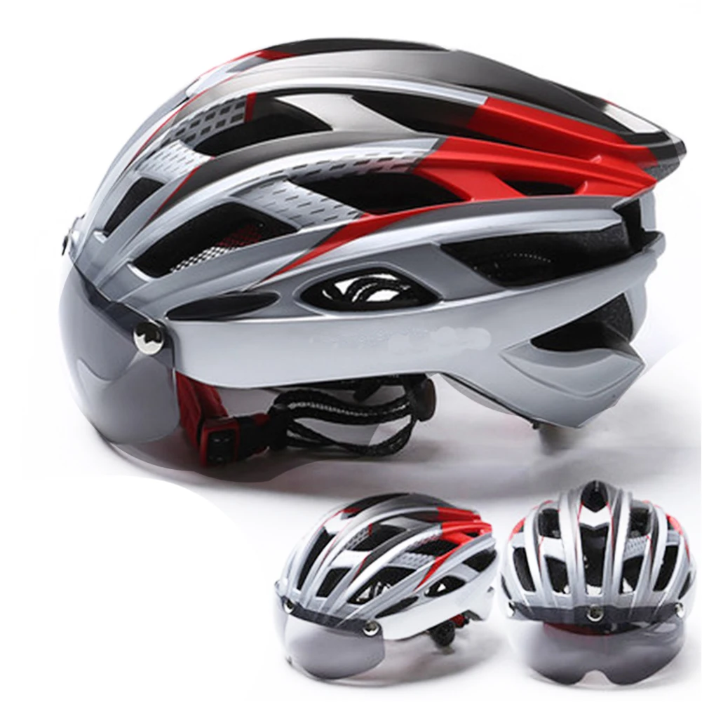 

Breathable Shield Cycle With Magnetic Goggles Helmet Outdoor Protection Adjustable Road Bicycle Detachable Adult Mountain Safety