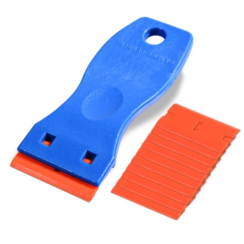 

EHDIS Plastic Razor Scraper with 10PCS Scraper Razor Blades Labels Decals Glue Remover Squeegee Car Window Cleaner Ice Scraper