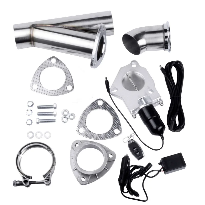 2.25 Inch Stainless Steel Headers Y Pipe Electric Exhaust Cutout Kit