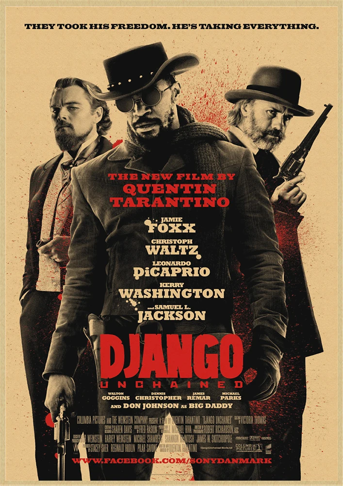 Классический фильм Django Unchained Квентин Тарантино Ретро плакат крафт-бумага кафе домашний декор стен Живопись - Цвет: Цвет: желтый