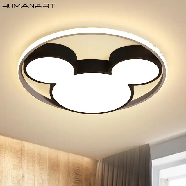 Us 76 87 53 Off Mickey Mouse Shape Modern Led Ceiling Light Living Room Bedroom Ceiling Light Remote Control Dimming Light Decorative Light In