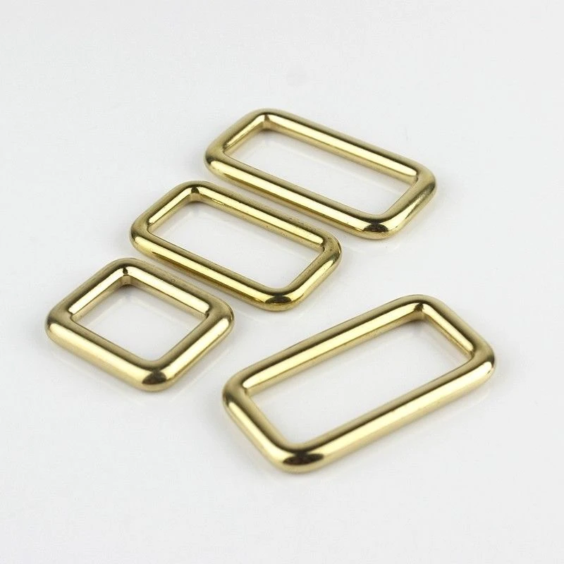 Solid Brass Square Ring Buckles Cast Seamless Rectangle Rings Leather Craft Bag Strap Buckle
