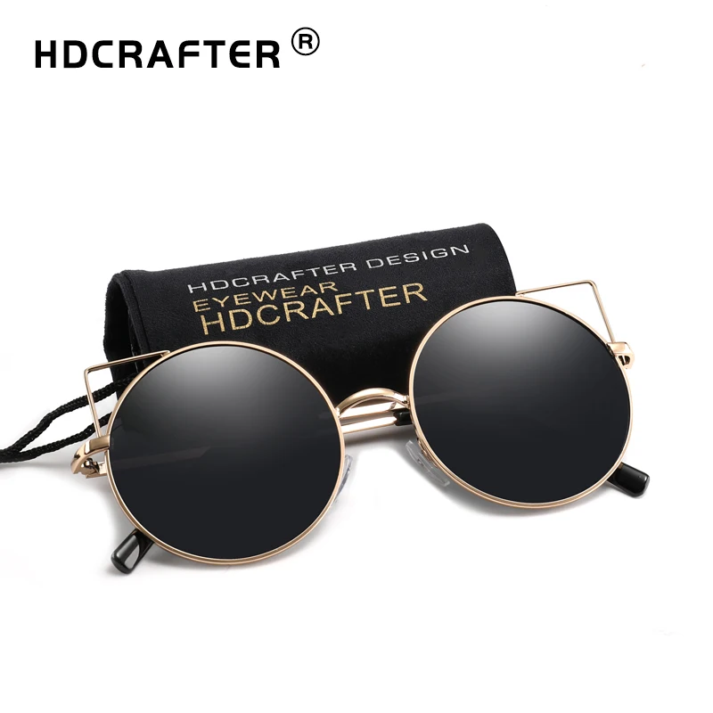 

HDCRAFTER Cat Eye Women Sunglasses Round For Women Oversized Fashion Big Sunglasses Clear Sun Glasses For Women Eyewear