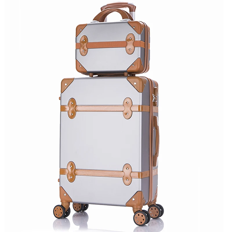 Набор чемоданов тележка для багажа на колесах чехол сумка 24 дюймов ретро чемодан колеса Для женщин косметичка вести Чемодан