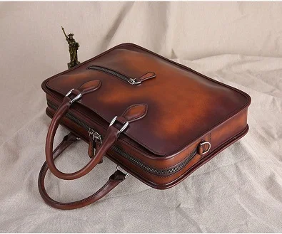 

TERSE_New release designer mens bag 4 colors in stock handmade genuine leather briefcase with outside pocket bespoke luxury