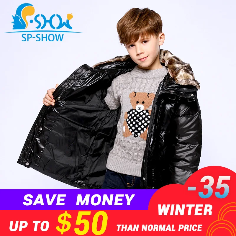 

2019 Winter Children Clothing Brand Boys Down Coat Outwear Hoodwed Thick Warm Down Coat & Parkas 5801