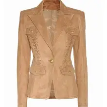 Высокое качество Женская мода Тонкий Пальто с одной пуговицей короткая верхняя одежда новое поступление