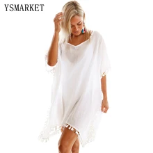 New Women Summer Beach Dress Sexy Hollow Out Bikini Beach Tunic Solid Colors Pom Pom Tassel Hem Gauze Cover up Swimwear Q42162 New Women Summer Beach Dress Sexy Hollow Out Bikini Beach Tunic Solid Colors Pom Pom Tassel Hem Gauze Cover up Swimwear Q42162