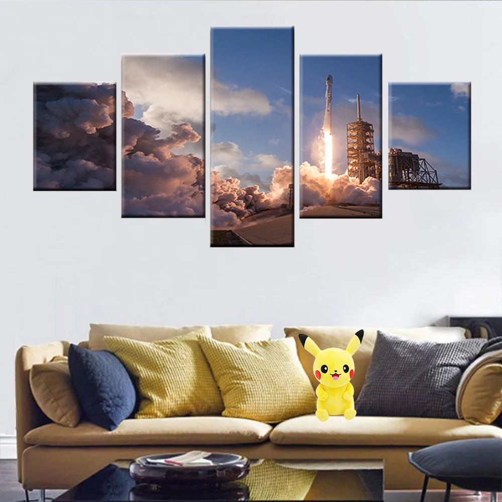 

5 pieces launch rocket picture wall art poster modular canvas living room HD print painting home decor frame
