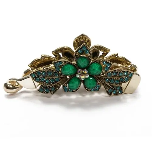 

CQMF Ladies Banana Hair Clip Accessories Flower Green Resin HOT 108x44mm