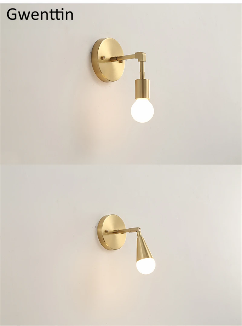 Скандинавский золотой настенный светильник, светодиодный зеркальный светильник, современные настенные бра для гостиной, ванной комнаты, лофт, промышленный декор, Домашний Светильник