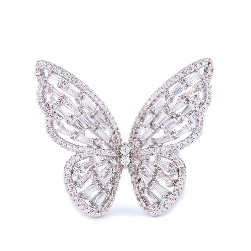 OCESRIO циркониевое серебряное кольцо с бабочкой, роскошные кубические циркониевые Необычные большие кольца для женщин, ювелирные изделия для женщин, rig-f61