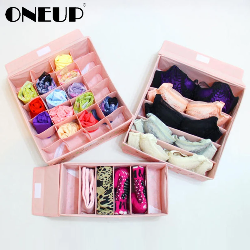 

ONEUP 3Pcs/Set Nonwoven Home Underwear Storage Boxes For Ties Socks Shorts Bra Drawer Divider Closet Organizer Box Foldable