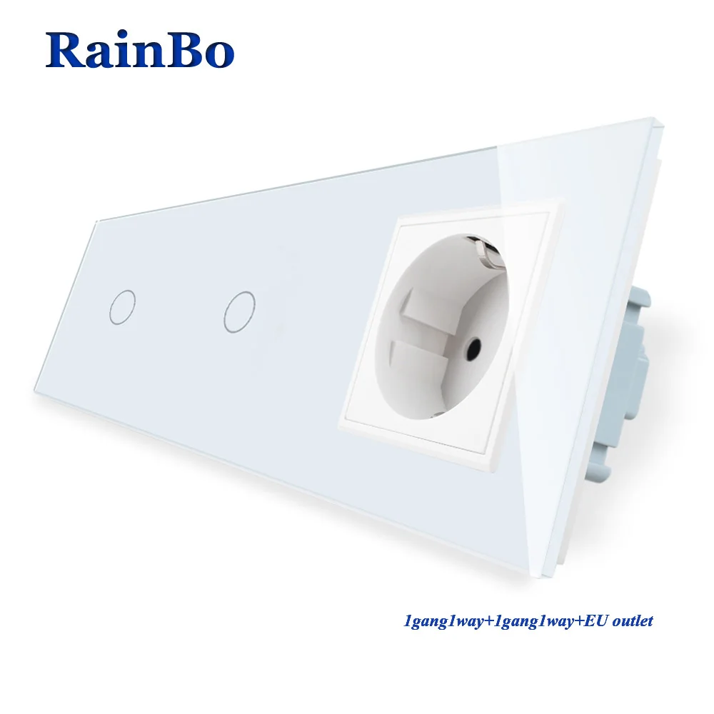 RainBo кристально стеклянная панель Электронная настенная розетка ЕС сенсорный