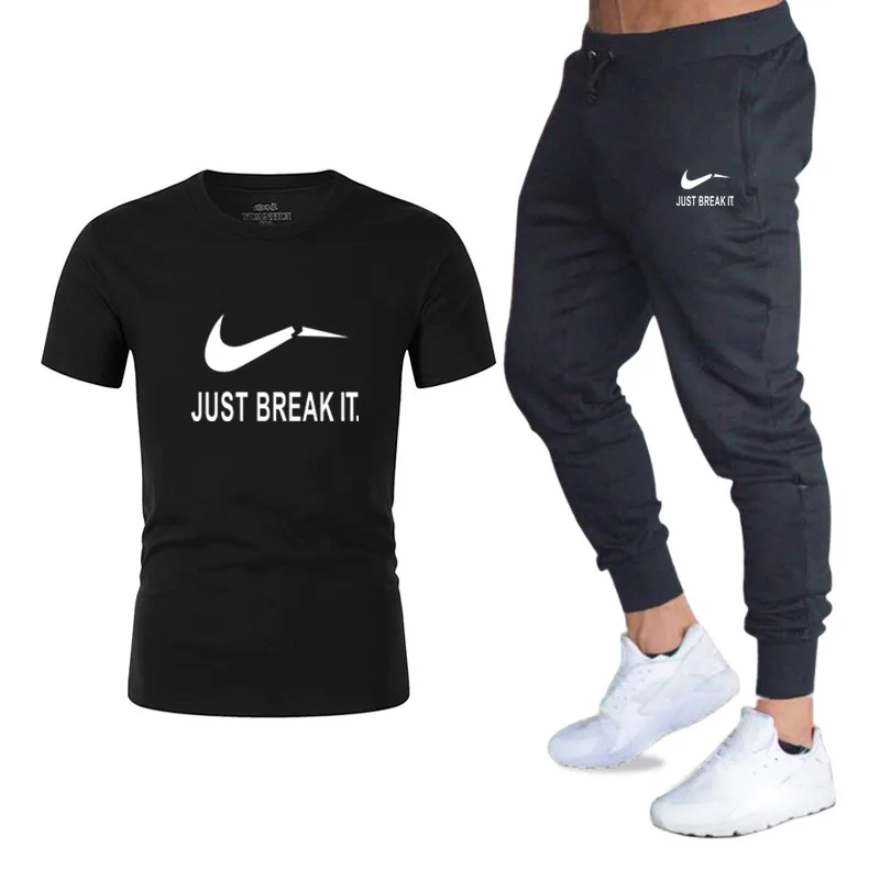 

2019 Summer New Men's T-shirt Casual Suits gyms Men's Clothing Man Sets Tops+Pants Male sweatshirt Men Brand T Shirt Set