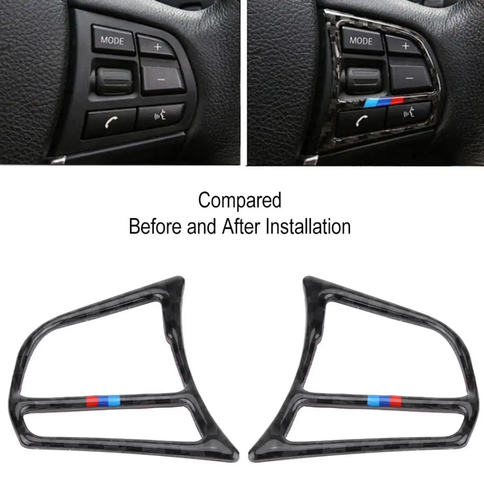 

Interior Carbon Fiber steering wheel buttons stickers Cover Trim Car Styling for BMW F30 1 2 3 4 Series 3GT 2013-2018