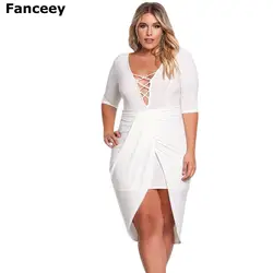 Fanceey 2018 Для женщин Элегантный 3/4 рукав эластичный карандаш платье сплошной плюс Размеры квадратным воротником вечерние облегающее платье