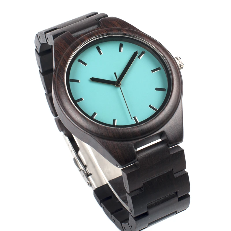 BOBO BIRD Men Watches Ebony Wooden Quartz Watch With Japan Movement Clock in wood Gift Box Can Customize Logo saat erkek
