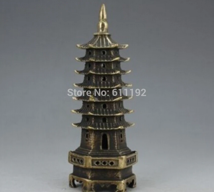 

Asian Home decoration Chinese old bronze handmade The tower statue/sculpture Metal crafts