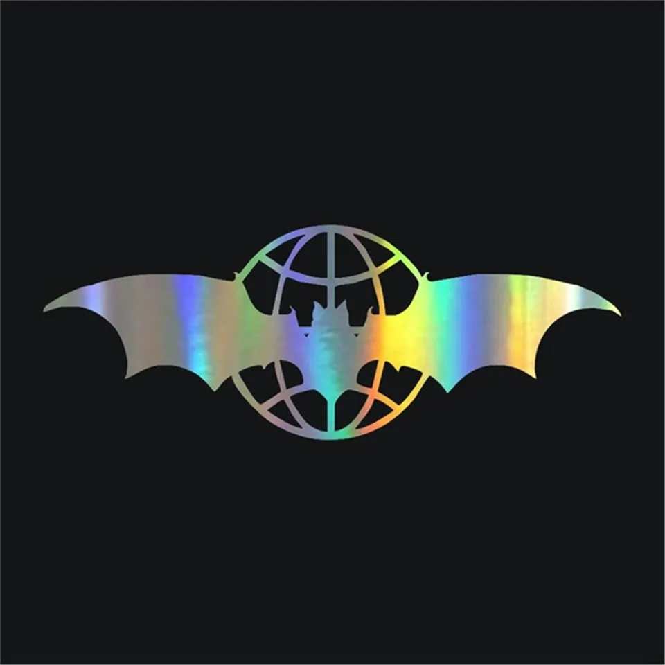 197.4cm Dazzle Color Bat Fashion Creative Cartoon Car Sticker Windshield Decorative Decals BlackSilverLaser (1)