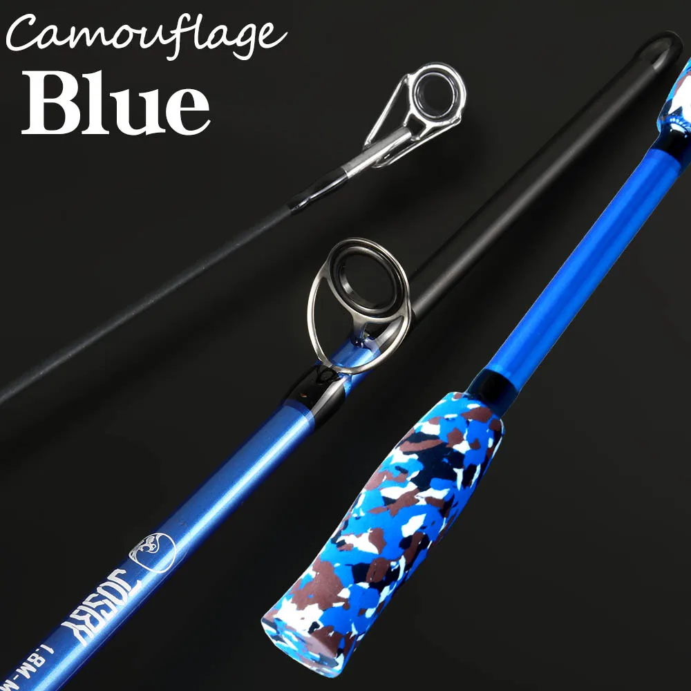 Spinning Casting Hand Lure Fly carp Fishing Rod Pesca Ultralight Portable Carbon Fiber Camouflage Mini Travel Sea Feeder Pole - Цвет: Blue