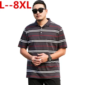 

Plus size 8XL 6XL 5XL 4XL Summer New Arrival Short Sleeve T Shirt Men Business Casual Striped T-Shirt Mne's Cotton T Shirts Top