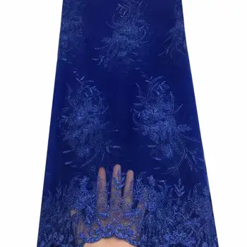 

African Lace Fabric 2019 3 D Flowers Embroidered Nigerian Wedding Lace Fabric High Quality Gold Line French Tulle Lace Fabric
